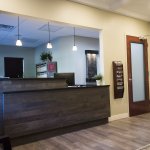Interior photo: Front desk of North Country Smiles' new office in St James, NY